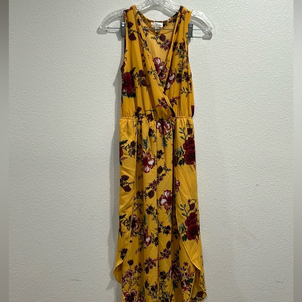 Fig & Olive Mustard Floral V-Neck Sleeveless Jumpsuit SZ small